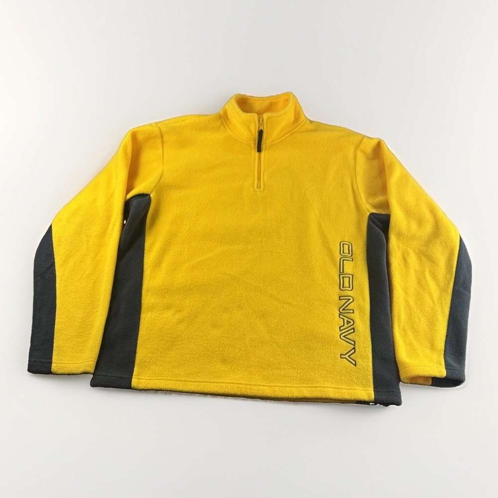 Old Navy Fleece Pullover Mens M Yellow Sweatshirt Sweater Preppy Outdoors Y2K